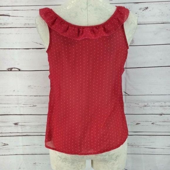 Old Navy Red Polka Dotted Ruffle Sleeve sleeveless medium Blouse - Picture 2 of 6